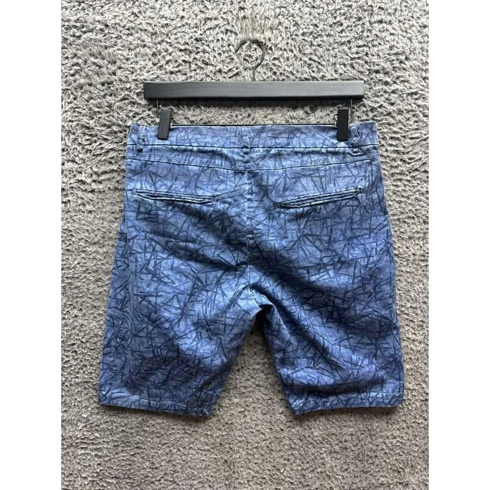 Lost In Albion Frankie Printed Cotton-Blend Bermuda Shorts Navy Blue Men Size 50